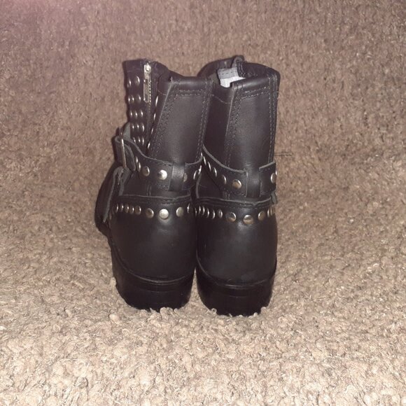 BOULET-Engineer Biker Boot-Black Leather-Studded-Side Zip-Buckle Strap-Sz 10-NEW - Picture 6 of 9